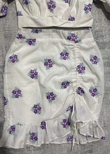 Mor Nakışlı Mini Elbise Takım - Görsel 3