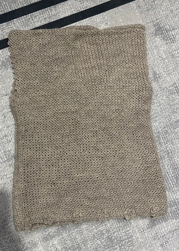 Bej V Yaka Örgü Kadın Süveter - Görsel 3