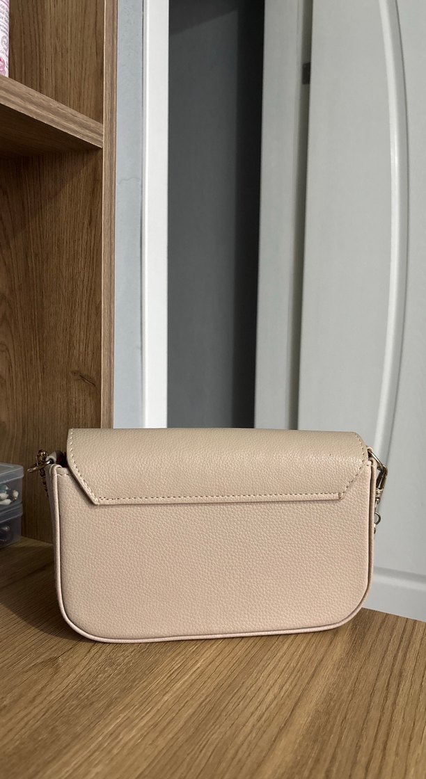 Bej Zincir Detaylı Deri Kadın Çanta - Görsel 2