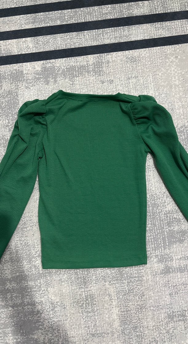 Yeşil Uzun Kollu Triko Bluz - Görsel 3