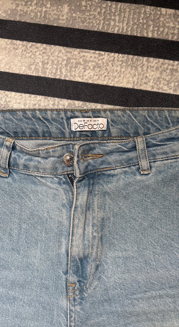 Gevşek Kesim Gri Midi Kadın Kot Pantolon - Görsel 2