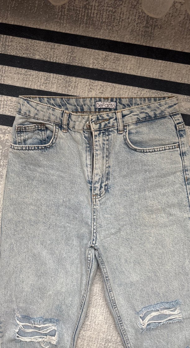 Gri Salaş Kesim Kadın Denim Jean - Görsel 2