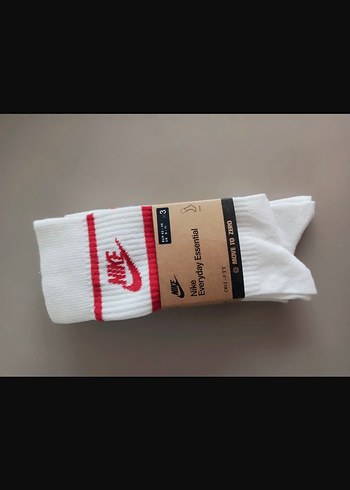 Nike Beyaz Baskılı Erkek Çorap 3 çift - Görsel 2