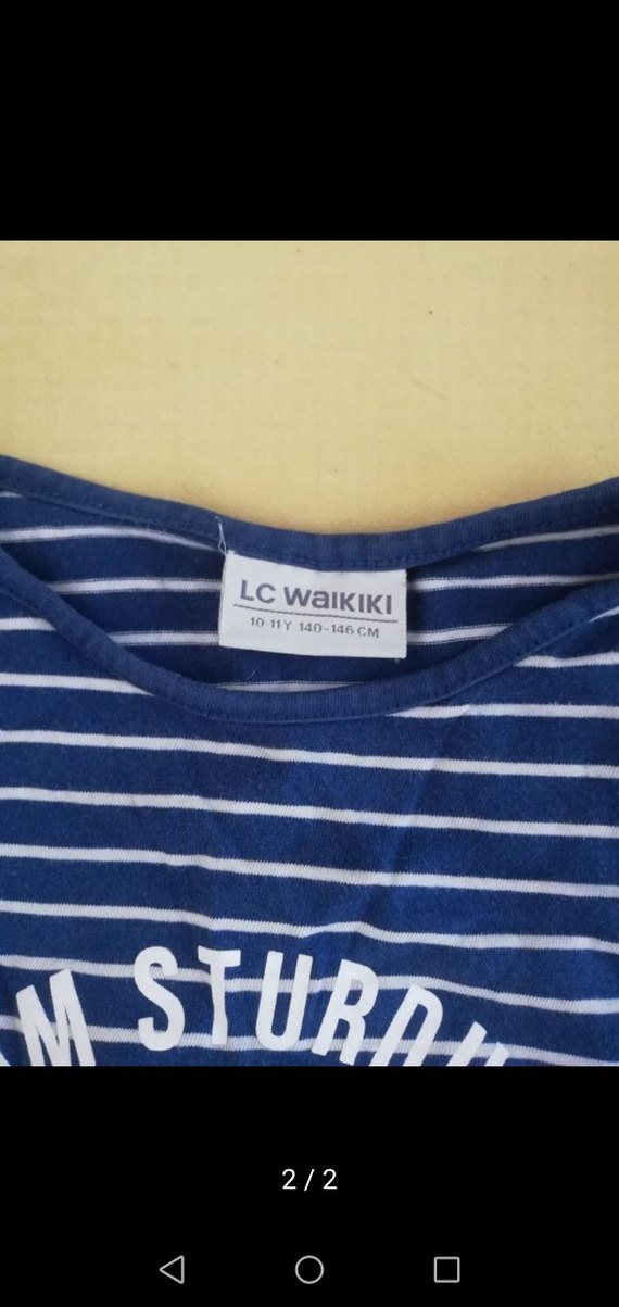 Mavi Çizgili Uzun Kollu Kız Tişörtü - Görsel 2