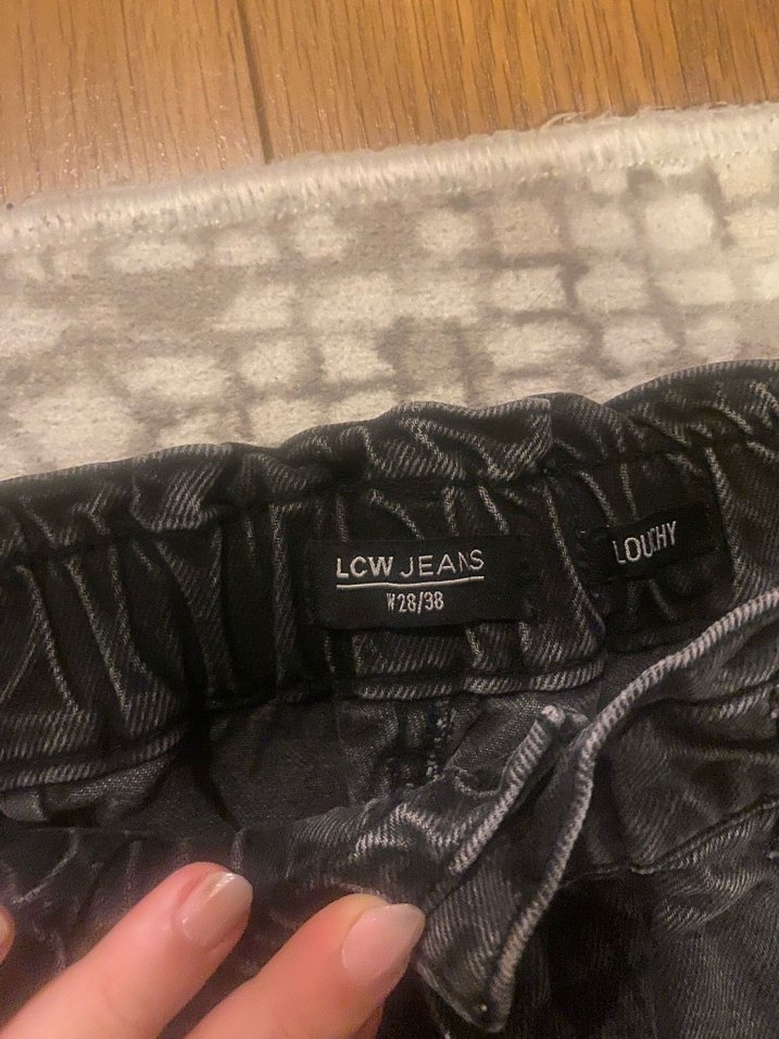 Siyah Bol Kesim Midi Kadın Denim Pantolon - Görsel 3