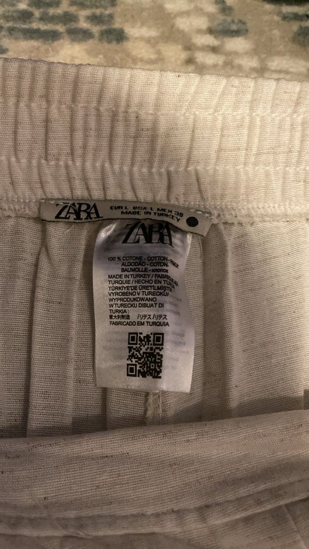 Bej Kadın Keten Rahat Kesim Pantolon - Görsel 3