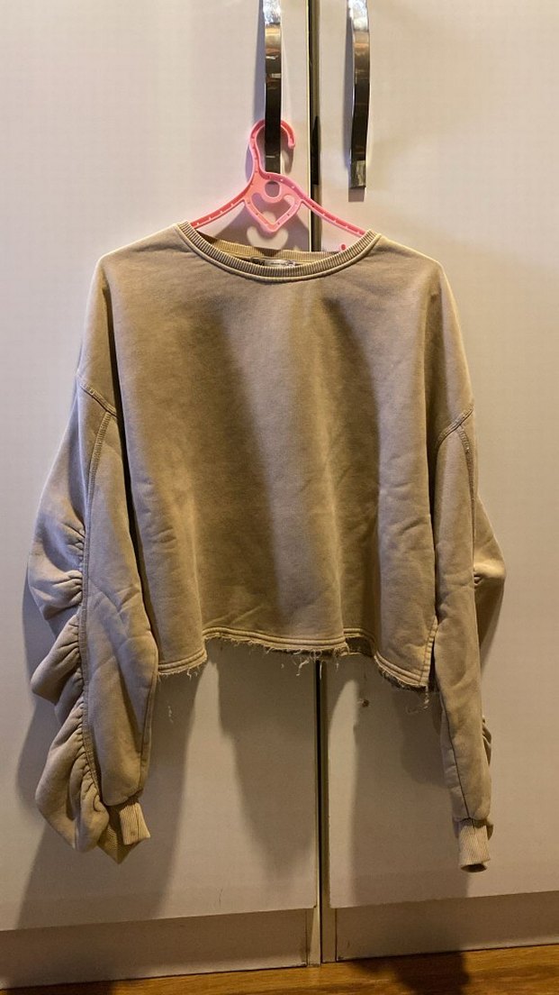 Bej Kadın Keten Sweatshirt - Görsel 2