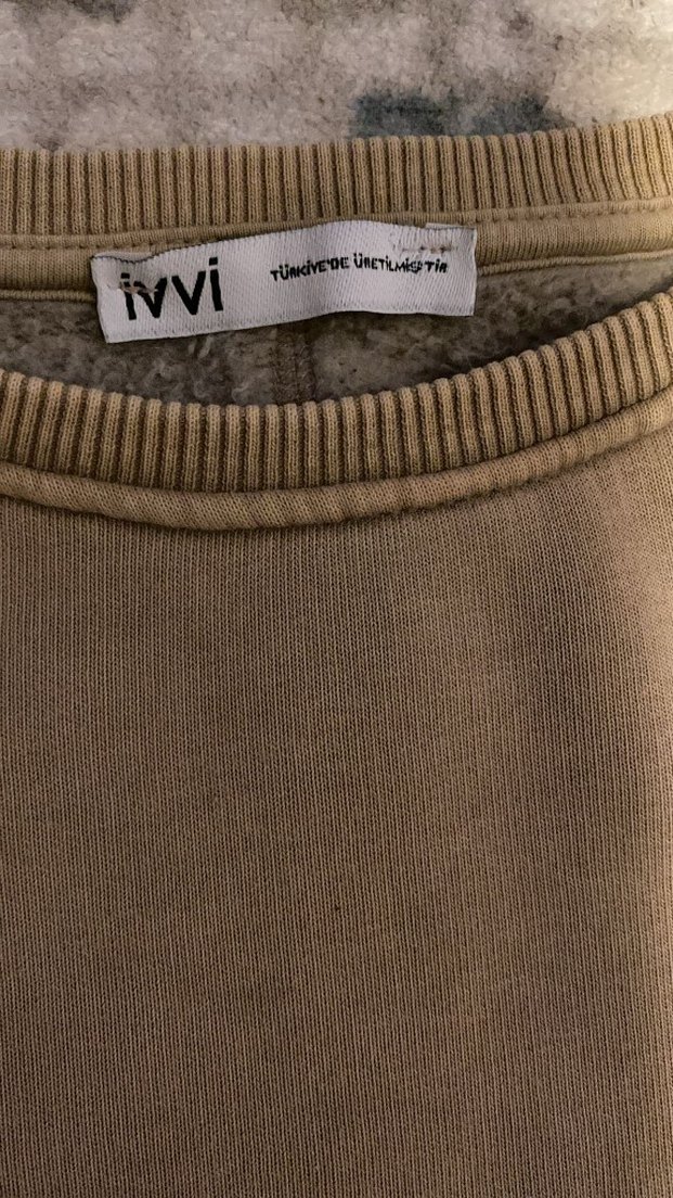 Bej Kadın Keten Sweatshirt - Görsel 4