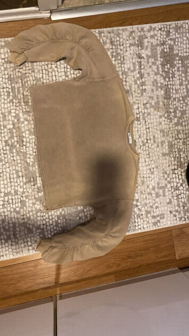 Bej Kadın Keten Sweatshirt - Görsel 3