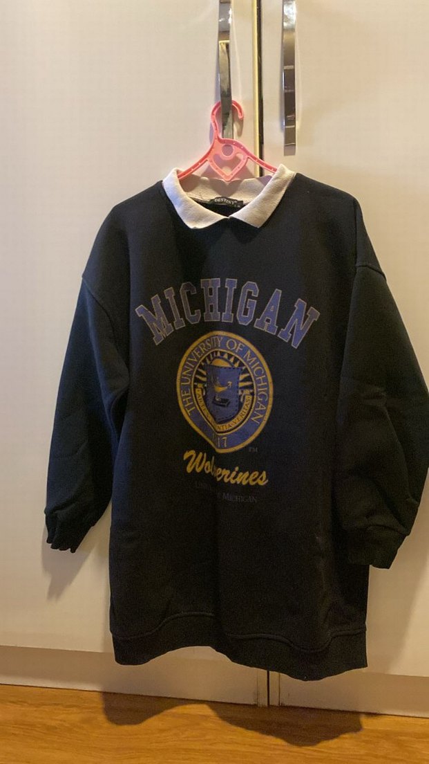 Michigan Baskılı Siyah Kadın Sweatshirt - Görsel 4