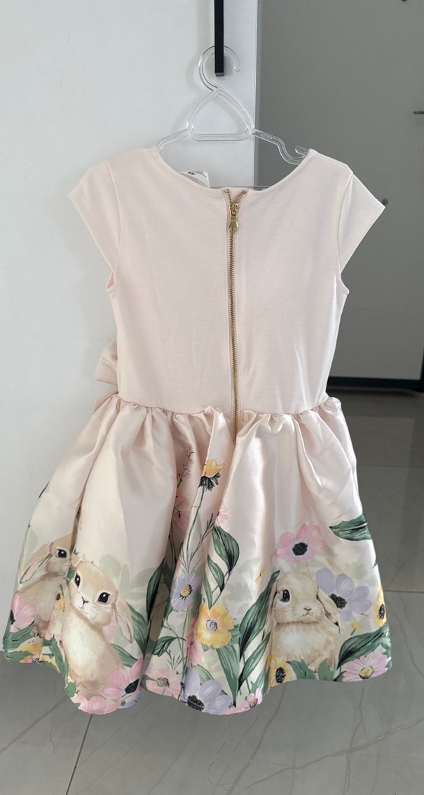 Kız Çocuk Çiçekli Pamuk Elbise - Görsel 2