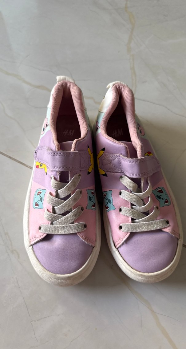 Kız Çocuk Pembe Bağcıklı ve Cırtlı Spor Ayakkabı - Görsel 2