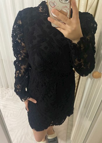 Siyah Dantel Detaylı Gotik Mini Elbise - Görsel 3