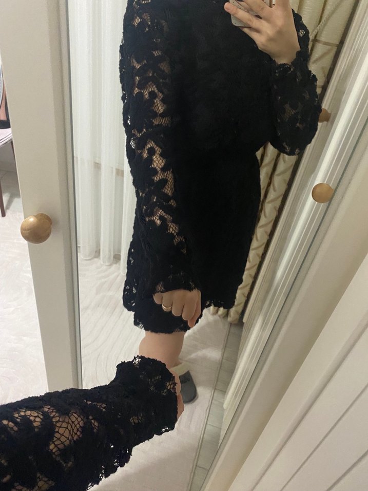 Siyah Dantel Detaylı Gotik Mini Elbise - Görsel 2