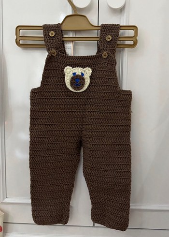 Kahverengi El Örgüsü Erkek bebek Salopet