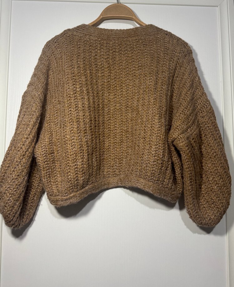 Bohem Midi Örgü Kahverengi Hırka - Görsel 2