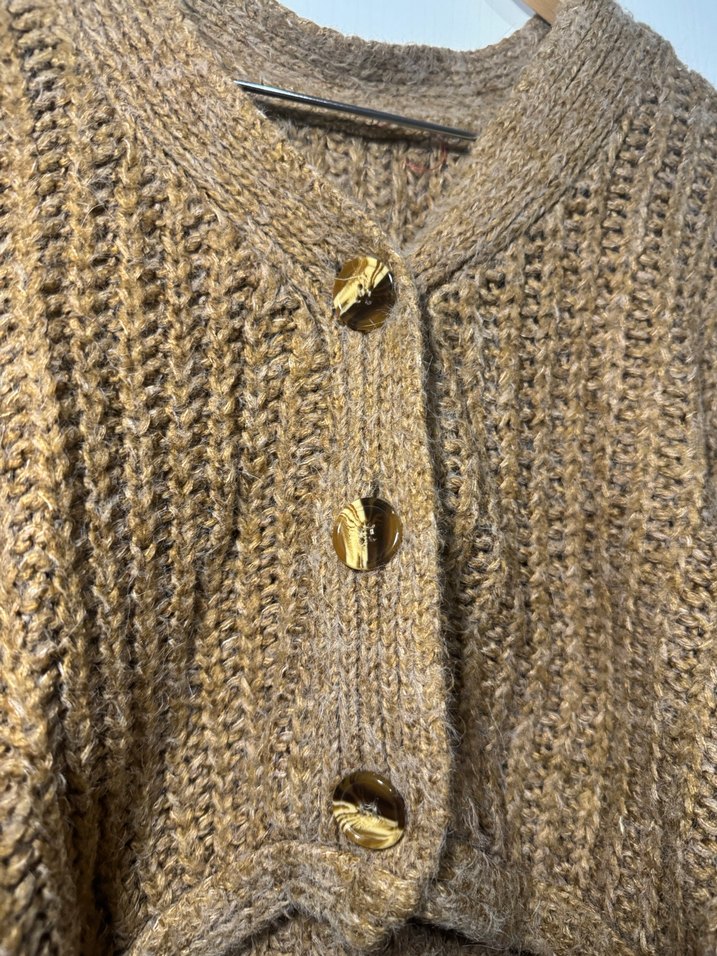 Bohem Midi Örgü Kahverengi Hırka - Görsel 4