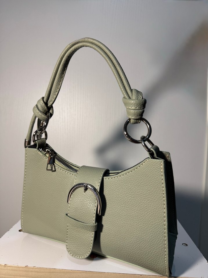Pastel Yeşili  Deri Tokalı Kadın Çanta - Görsel 2