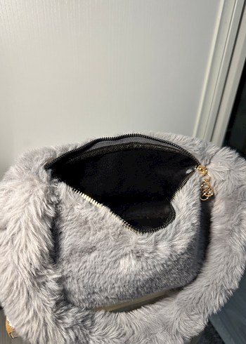 Kadın Gri  Suni Kürk Çanta - Görsel 3