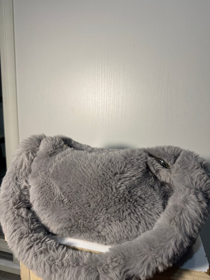 Kadın Gri  Suni Kürk Çanta - Görsel 2