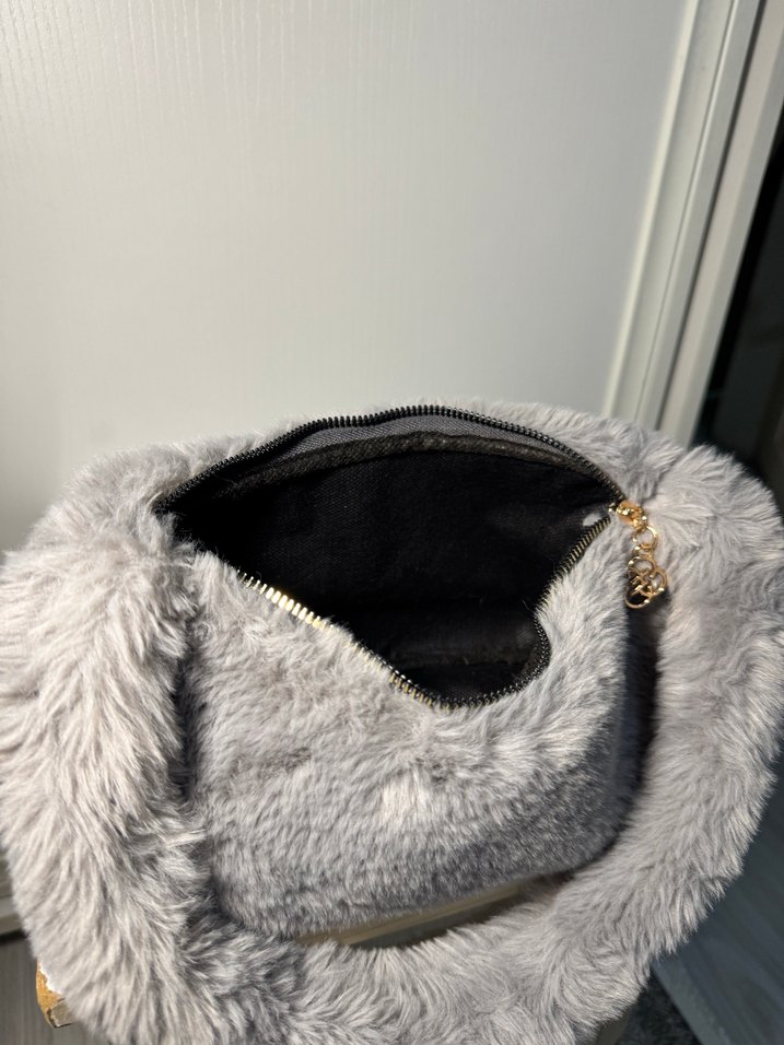 Kadın Gri  Suni Kürk Çanta - Görsel 3