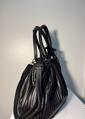 Kadın Siyah Deri Pilili Günlük Çanta - Görsel 2