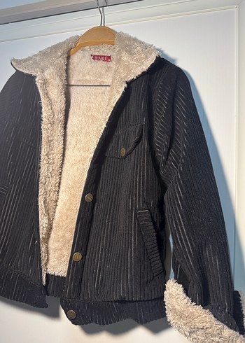 Düğmeli Siyah Kadın Ceket Midi Boy - Görsel 3