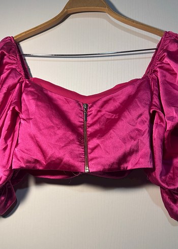 Pembe Drapeli Kadın Mini Bluz - Görsel 2