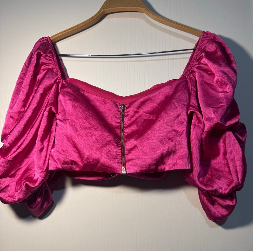 Pembe Drapeli Kadın Mini Bluz - Görsel 2