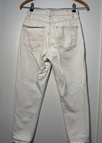 Beyaz Kadın Midi Boy Kot Pantolon - Görsel 2