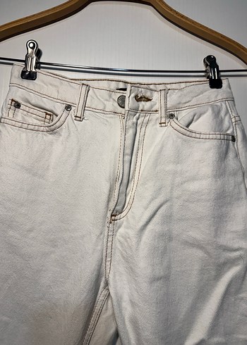 Beyaz Kadın Midi Boy Kot Pantolon - Görsel 3