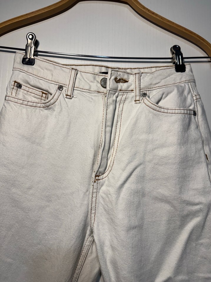 Beyaz Kadın Midi Boy Kot Pantolon - Görsel 3