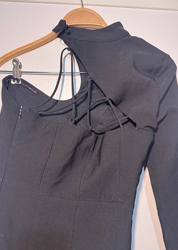 Tek Kollu Siyah Uzun Abiye Elbise - Görsel 3