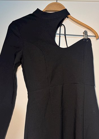 Tek Kollu Siyah Uzun Abiye Elbise - Görsel 2