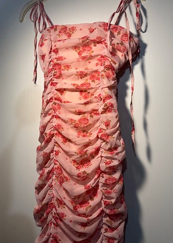 Pembe Drapeli Mini Elbise - Görsel 2