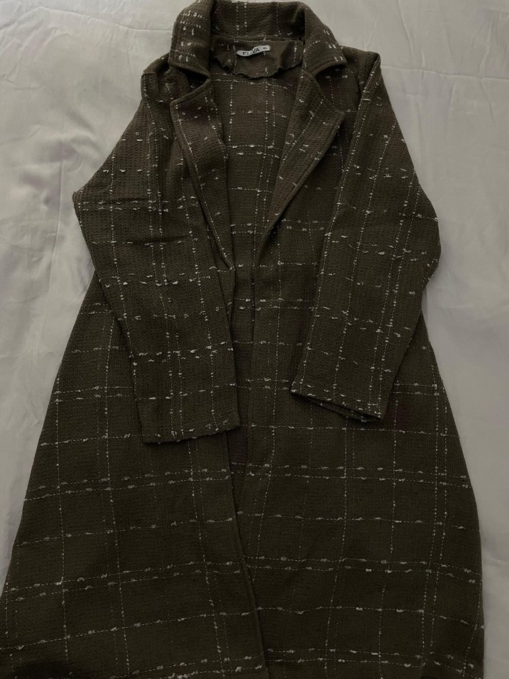 Kahverengi Kemerli Kadın Uzun Kaban - Görsel 2