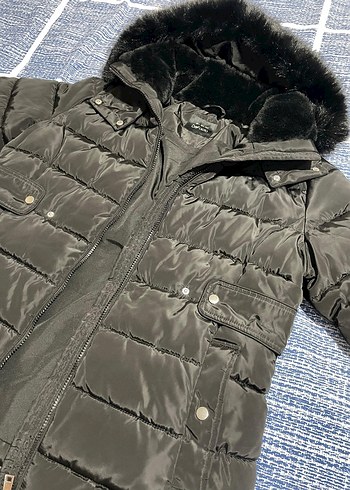 Kürk Detaylı Gri Kadın Kışlık Mont - Görsel 2