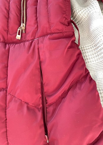 Bordo Fermuarlı Kadın Midi Kaban - Görsel 6