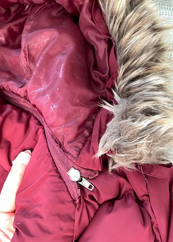 Bordo Fermuarlı Kadın Midi Kaban - Görsel 3