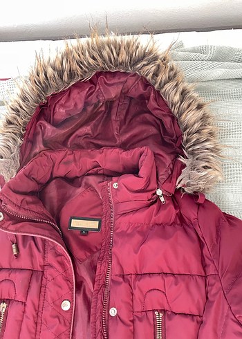 Bordo Fermuarlı Kadın Midi Kaban - Görsel 2