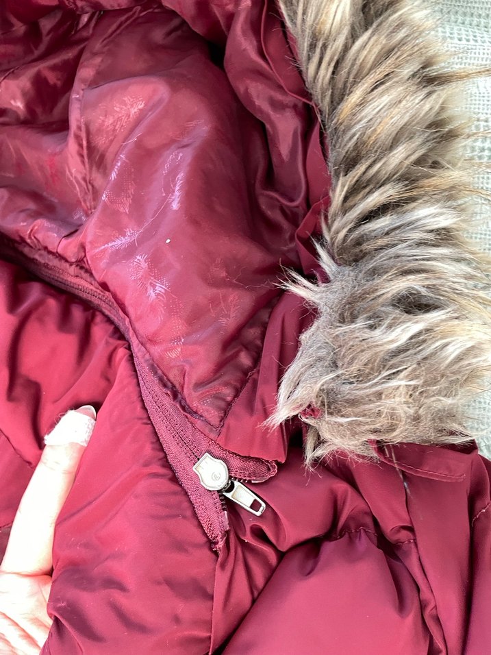 Bordo Fermuarlı Kadın Midi Kaban - Görsel 3