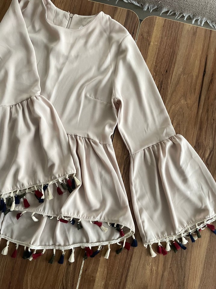 Püsküllü Bohem Pamuklu Midi Tunik fermuar kısmında ufak defo - Görsel 2