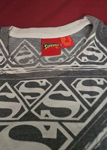 Gri Supermen Baskılı Kısa Kollu Tişört - Görsel 2