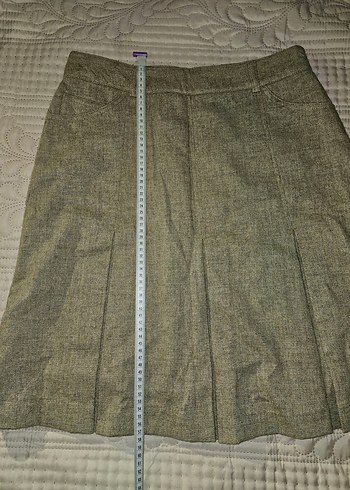 %60 Yün Kumaş Pilili Midi Etek - Görsel 5