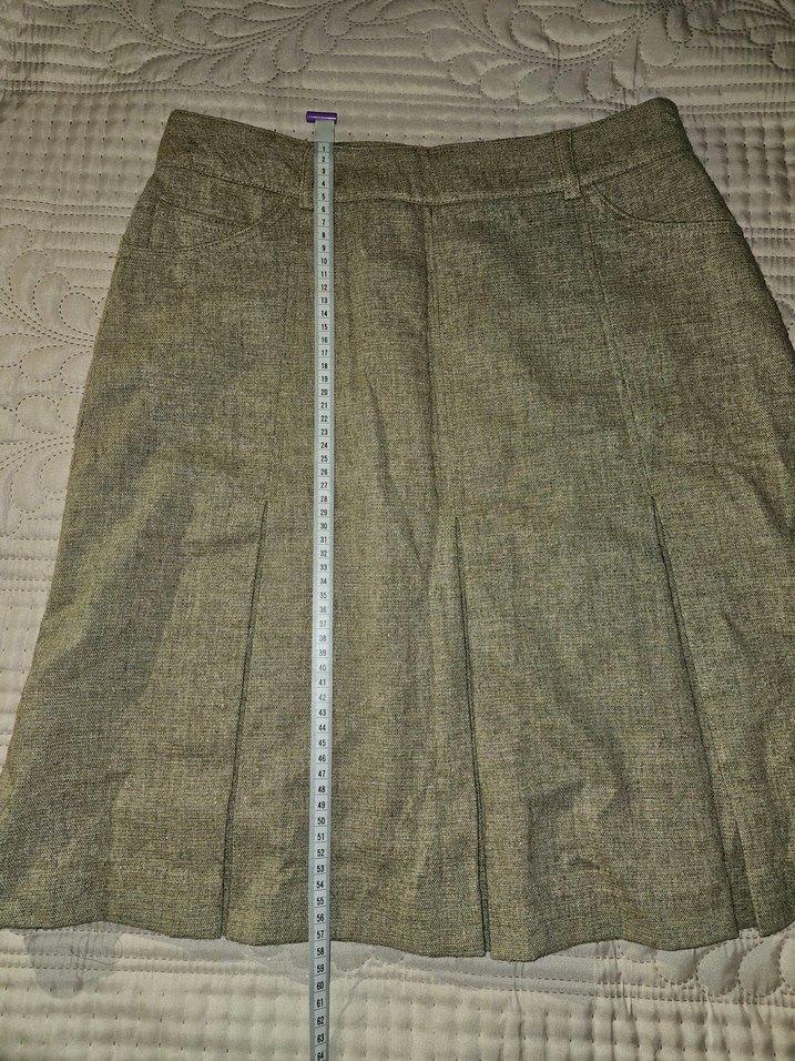 %60 Yün Kumaş Pilili Midi Etek - Görsel 5