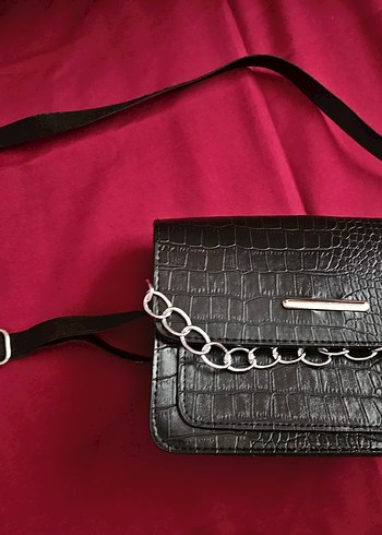 Trendyol Zincir Detaylı Siyah, Desenli Mini boy Çanta - Görsel 2