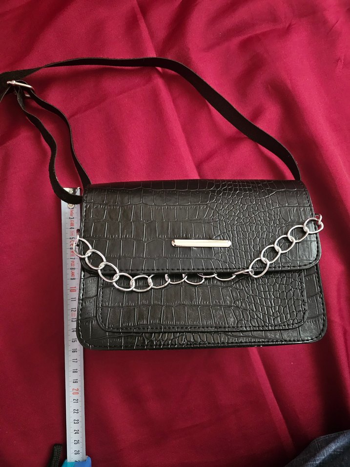 Trendyol Zincir Detaylı Siyah, Desenli Mini boy Çanta - Görsel 3