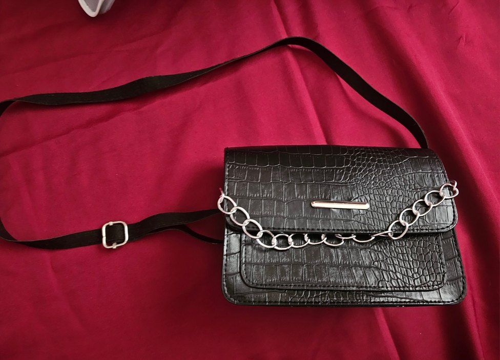 Trendyol Zincir Detaylı Siyah, Desenli Mini boy Çanta - Görsel 2