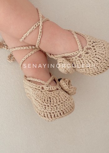 Kız Çocuk Bej Örgü patik - Görsel 2