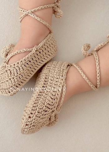 Kız Çocuk Bej Örgü patik - Görsel 3